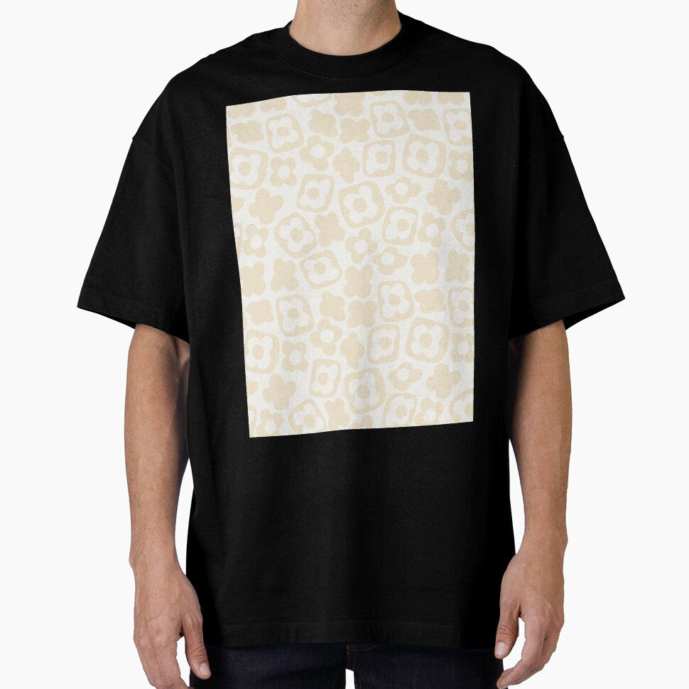 BOHO BOXY MODERN FLOWER PATTERN NEUTRAL BEIGE CREAM by blomastudios