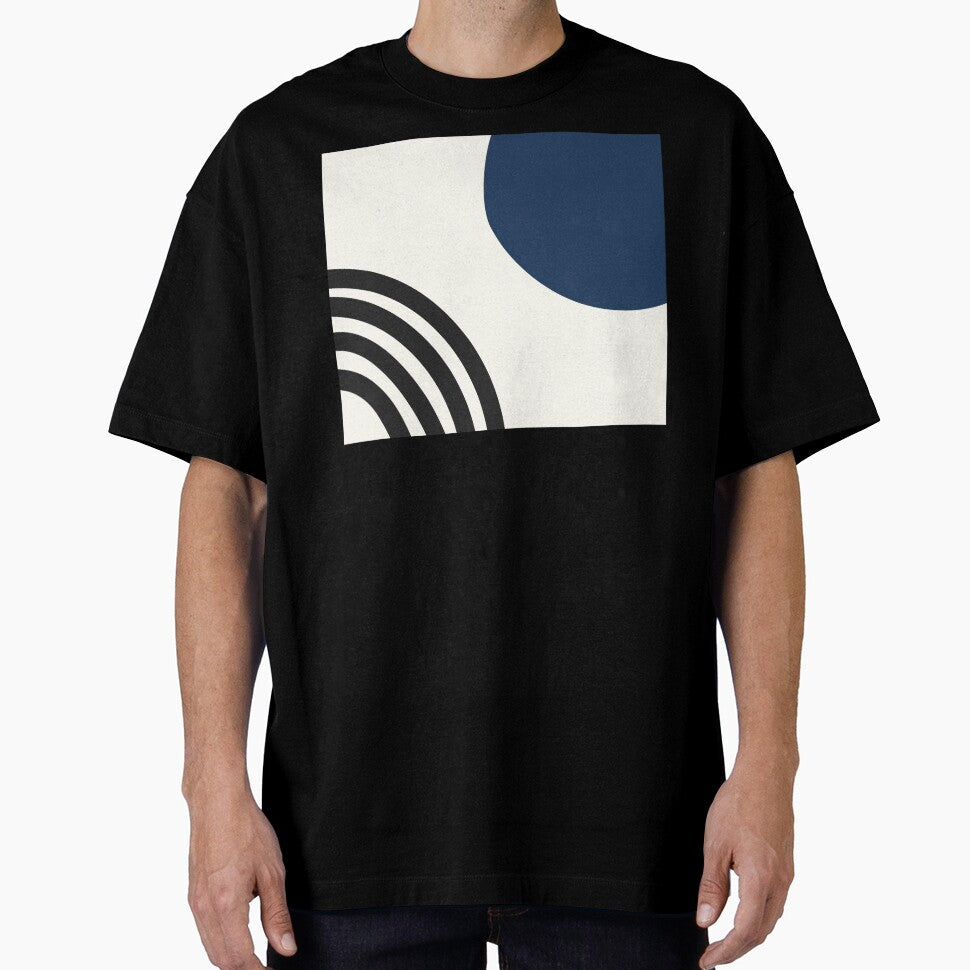Mid century modern circle and lines in blue by CherieTree