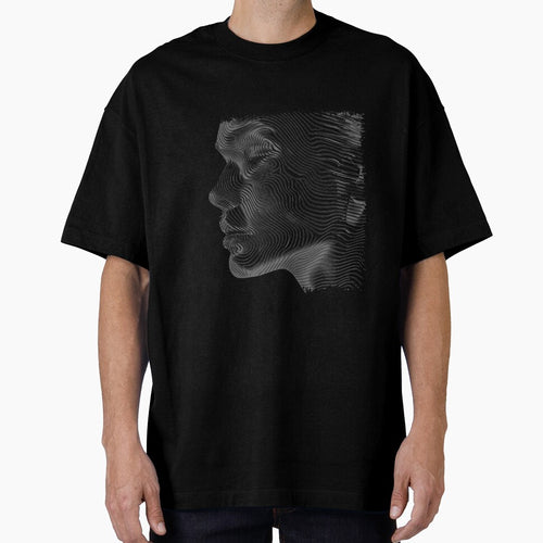Abstract Line Face Portrait - Black and White Modern Optical Art by inkoutninja
