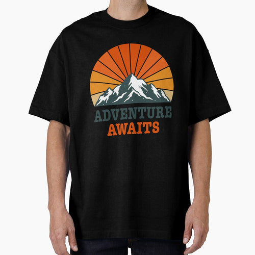Adventure Awaits – Minimal Mountain & Retro Sun Design by ByRAM Project