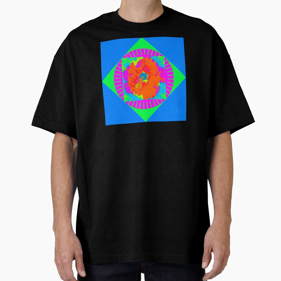 Whimsical neon colors Orange abstract flower design by Iritof by iritof