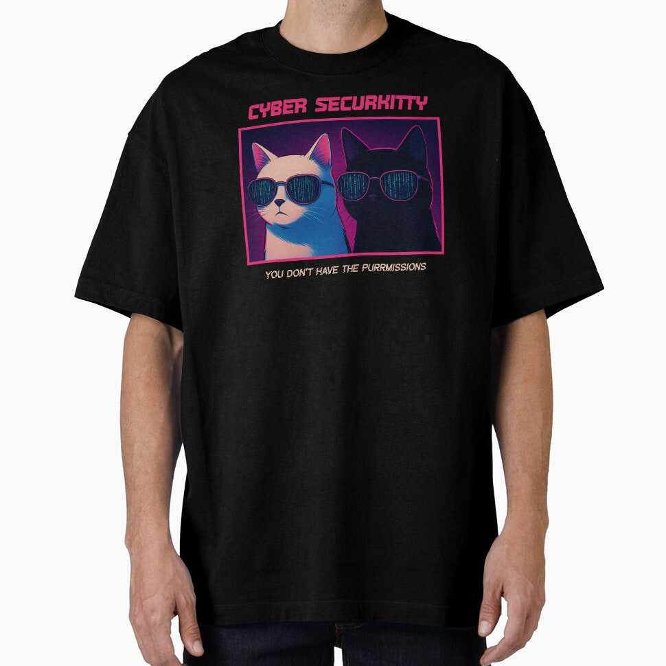Cyber SecuriKitty – Cyberpunk Hacker Cat Meme Shirt by RizVibes