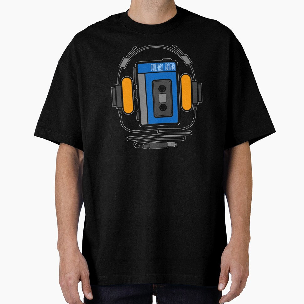 Retro 80s 90s walkman cassette tape player with headphones by smARTwork