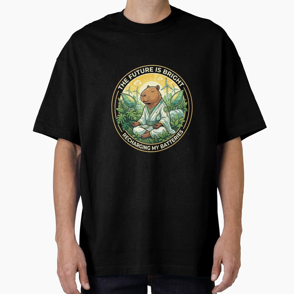 Solarpunk Capybara - Future Optimist Zen Sustainability by nbg2012