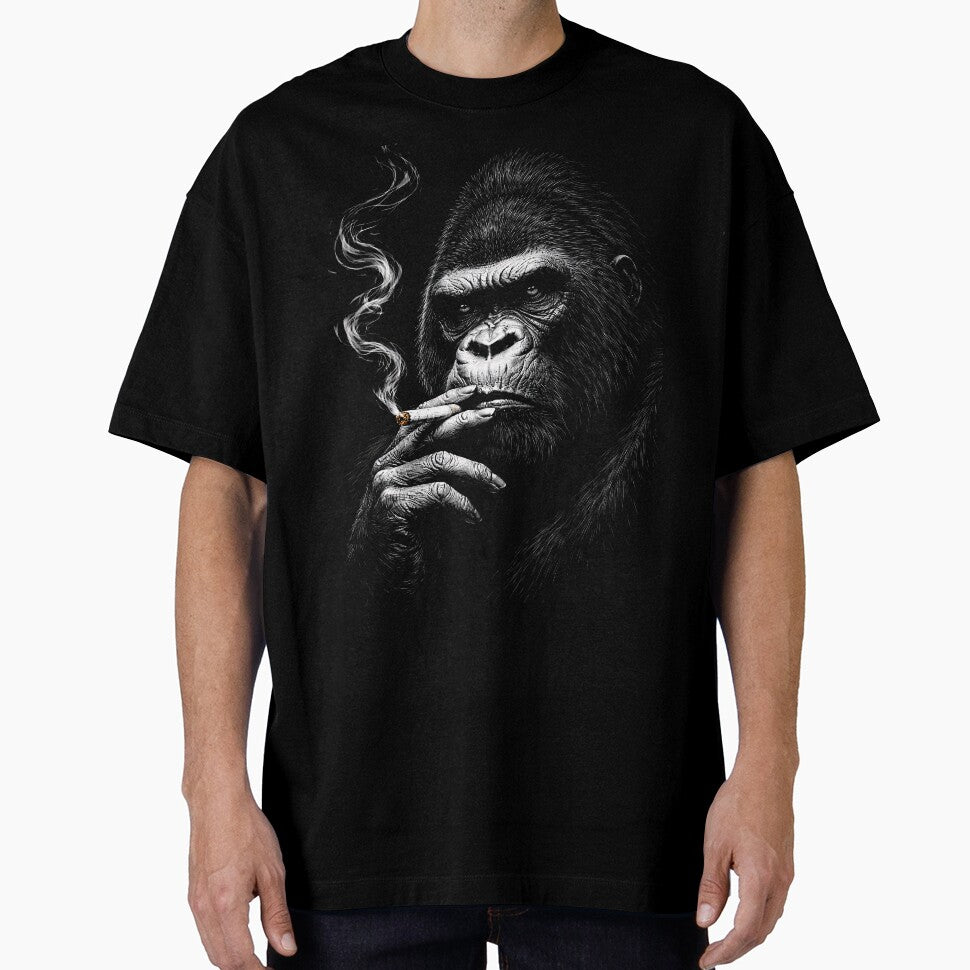 Gorilla Smoking Cigar Minimalist Design Monochromatic by BeaverFriends
