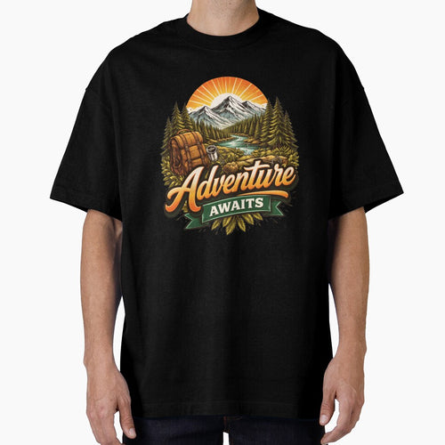 Adventure Awaits Mountain T-Shirt | Minimal Outdoor Hiking Nature Graphic Tee by RelatableMess