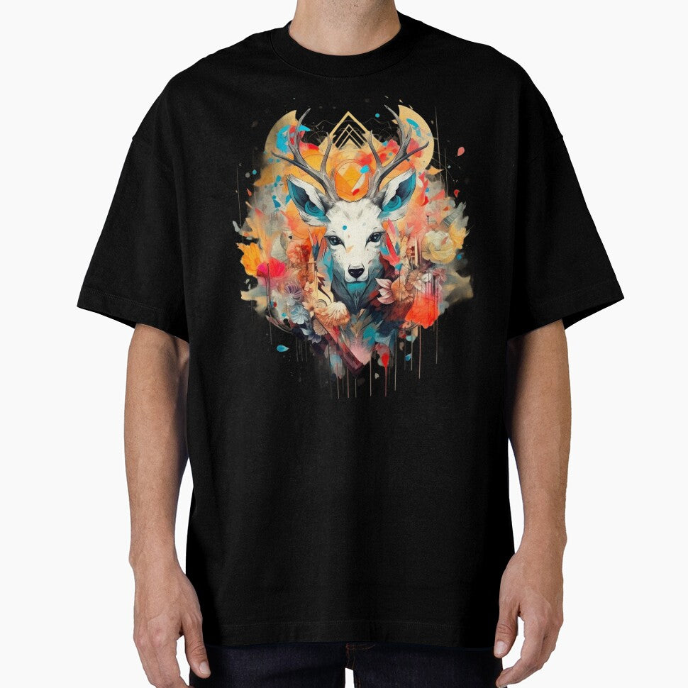 Colourful Reindeer Printed Graphic T-Shirt by KARSCORP