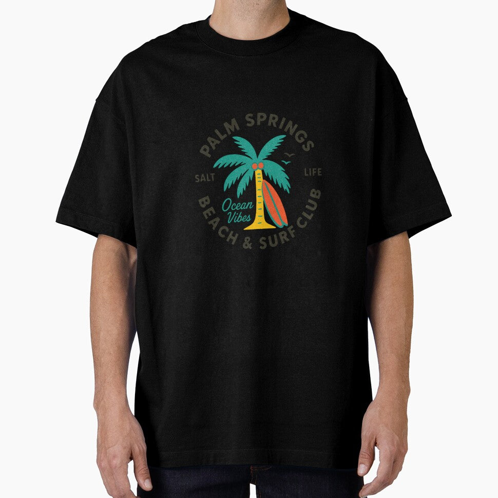 Retro Palm Springs Beach & Surf Club – Vintage Summer Vibes Illustration by Colorful-Garden