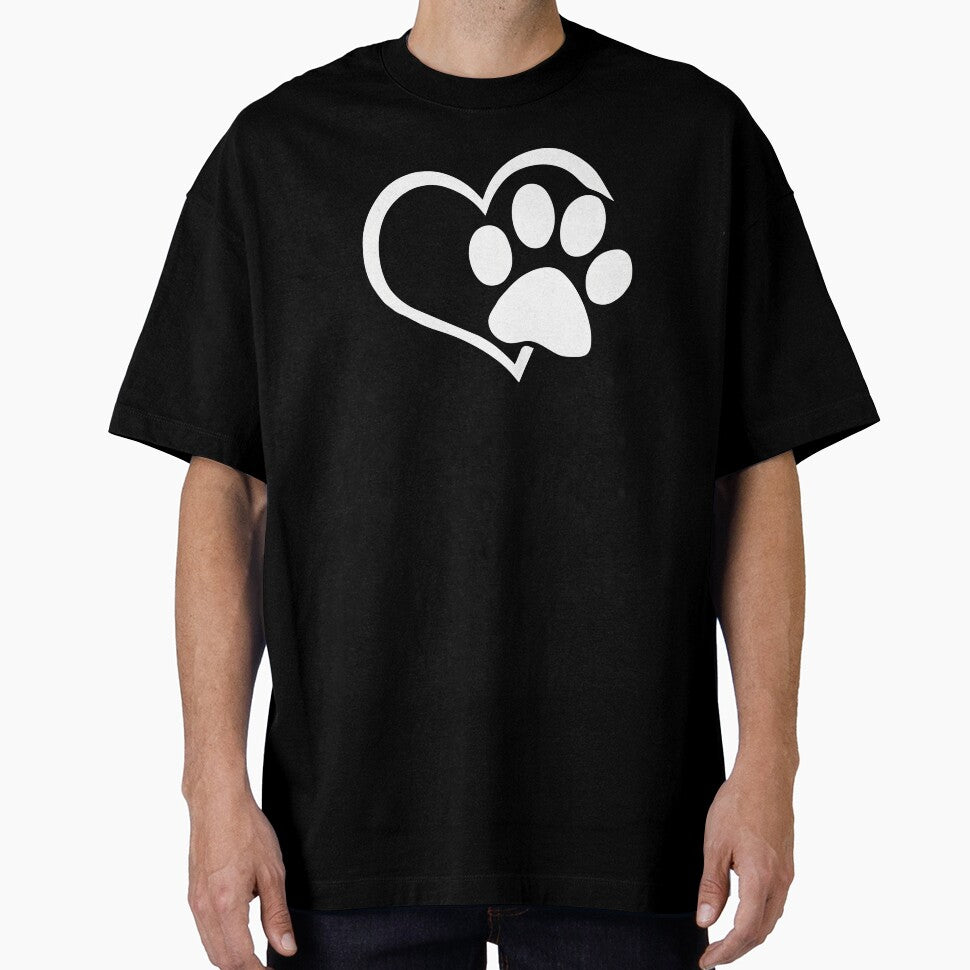 Dog Puppy Shirt - I Love Dogs Paw Print Heart Cute Women Men by OlyvieArt