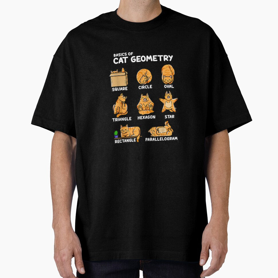 Basic Cat Geometry Cute Cat Cat Lover Cat Owner Math School T-Shirt by Badriiiii
