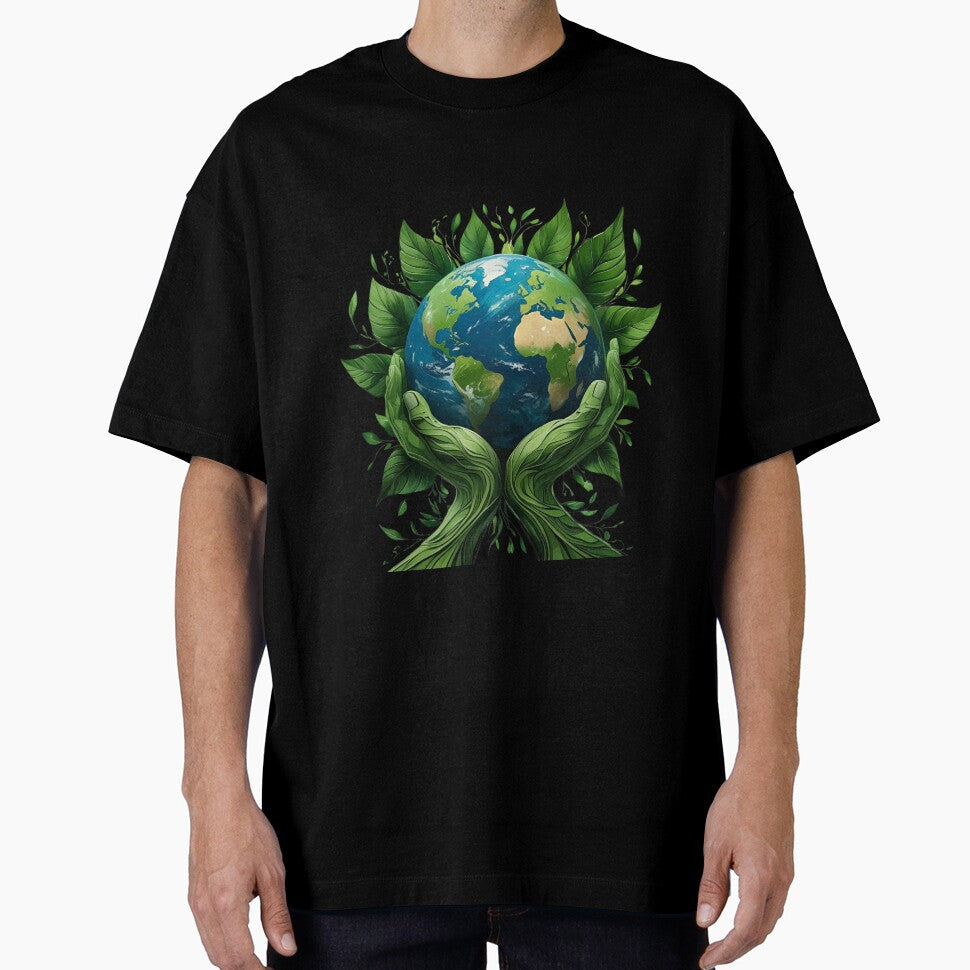 Earth First, Always – Eco-Friendly Planet and Leaf Illustration version 2 by modishwelt