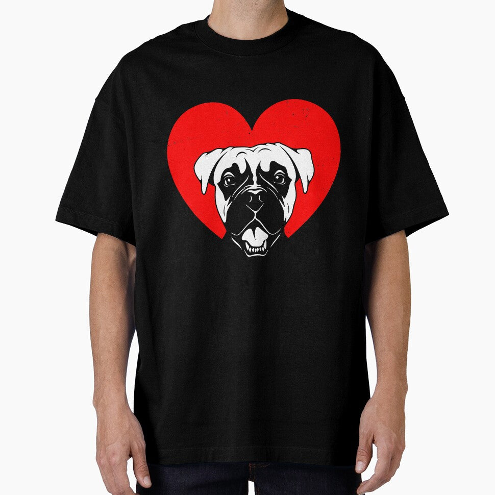 Valentines Day Retro Hearts Boxer Dog by linhchau98