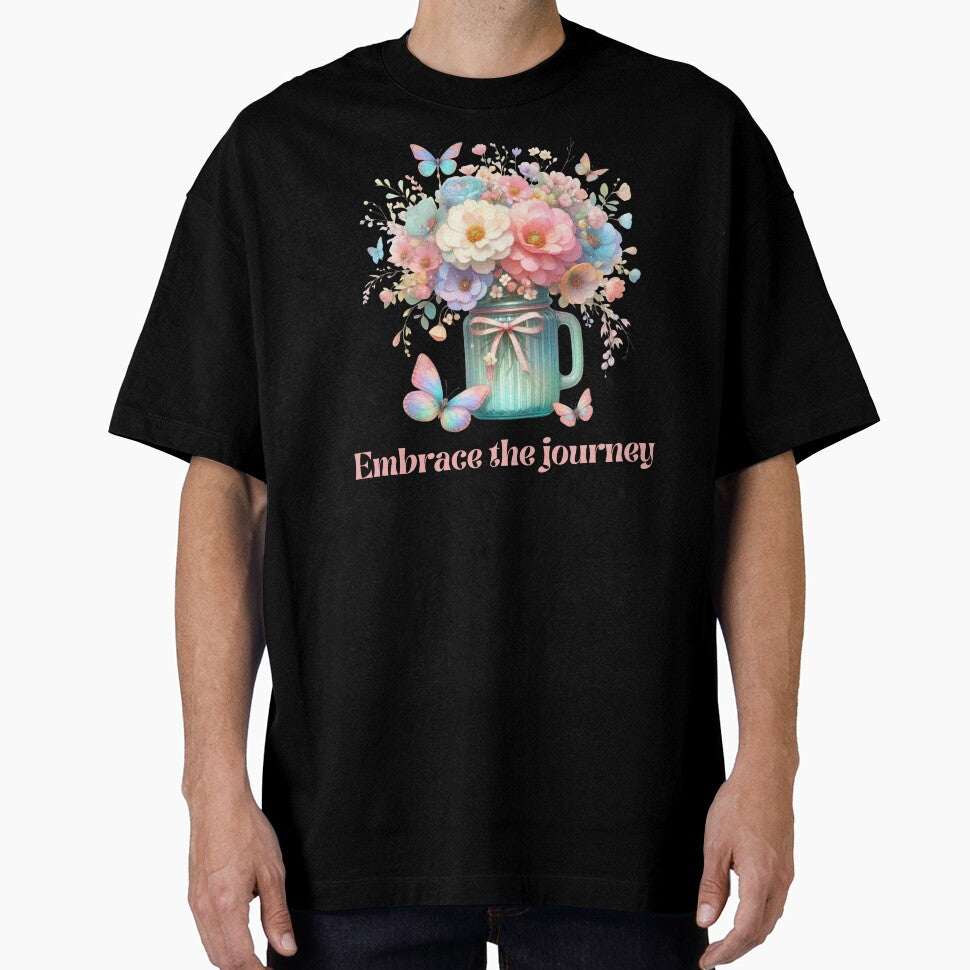 EMBRACE THE JOURNEY, FLORAL BUTTERFLY MENTAL HEALTH QUOTES, SELF LOVE QUOTES by PRINYOS