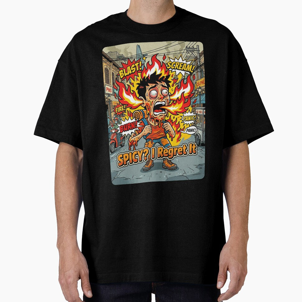 Spicy? I Regret It – Funny Travel Meme Backpacker Shirt, Southeast Asia Food Challenge Humor Tee by Backpackers Society