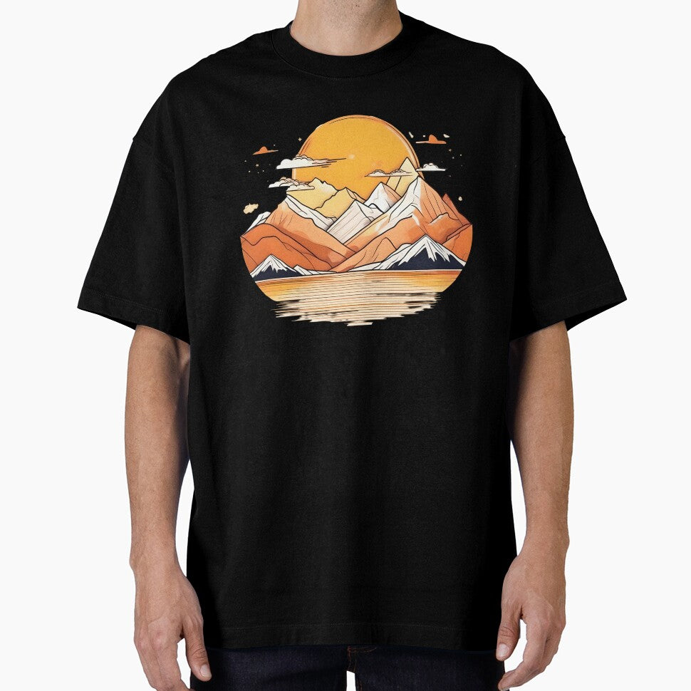 “Minimal Sunset – Aesthetic Mountain Lines” by Cullinan Art