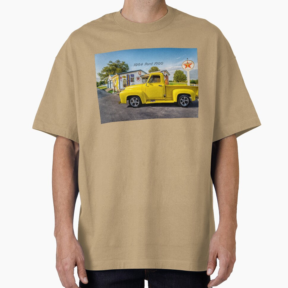 1954 Yellow Ford F100 Truck Side Text by mljdwhite