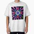 Neon Floral Evil Eye Mandala by bubblegoth