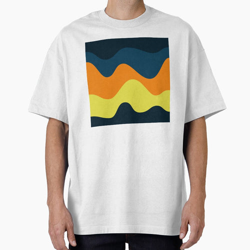 Abstract Retro Wave Pattern | Navy Blue Orange Yellow Seamless Mid-Century by Dino-Lune