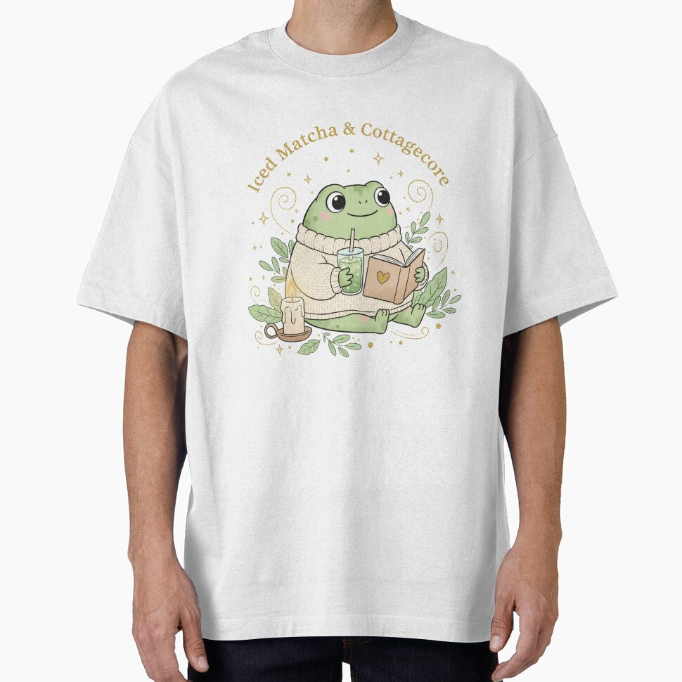 Iced Matcha Cottagecore Frog Cozy Reading Aesthetic by wandsandwhimsy