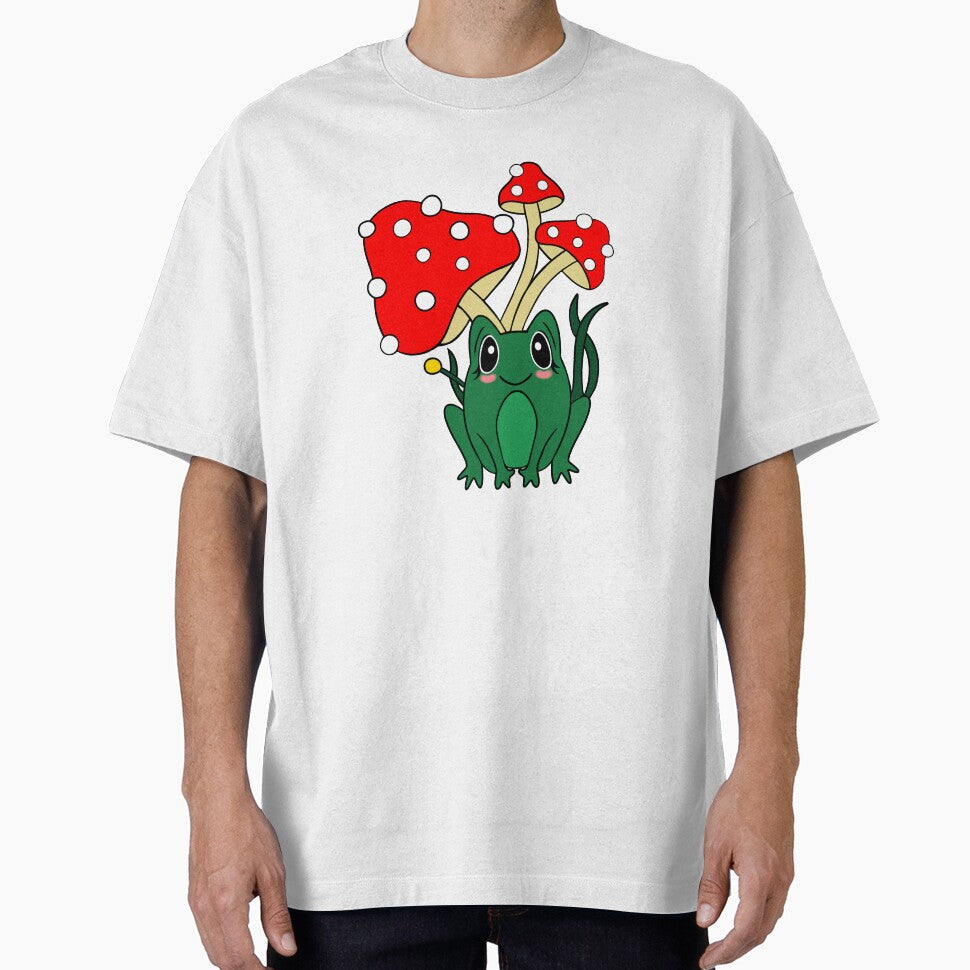 Cottagecore Frog And Mushrooms by Sartoris Art