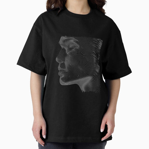 Abstract Line Face Portrait - Black and White Modern Optical Art by inkoutninja