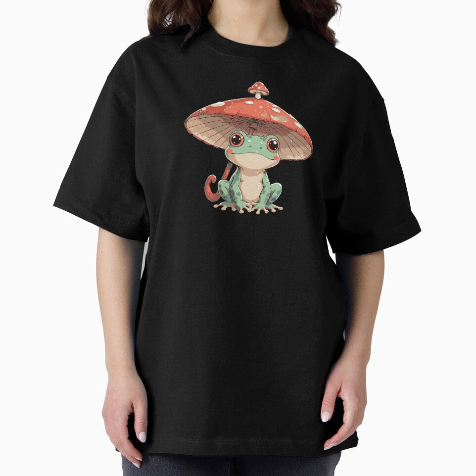 Cute Frog with Mushroom Hat – Whimsical Cottagecore Nature Design by Kajiart
