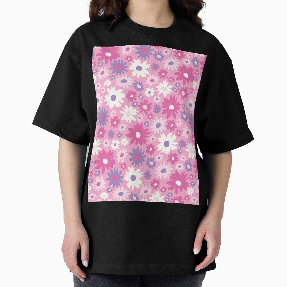 RETRO GROOVY AND FUN FLOWERS PINK by blomastudios