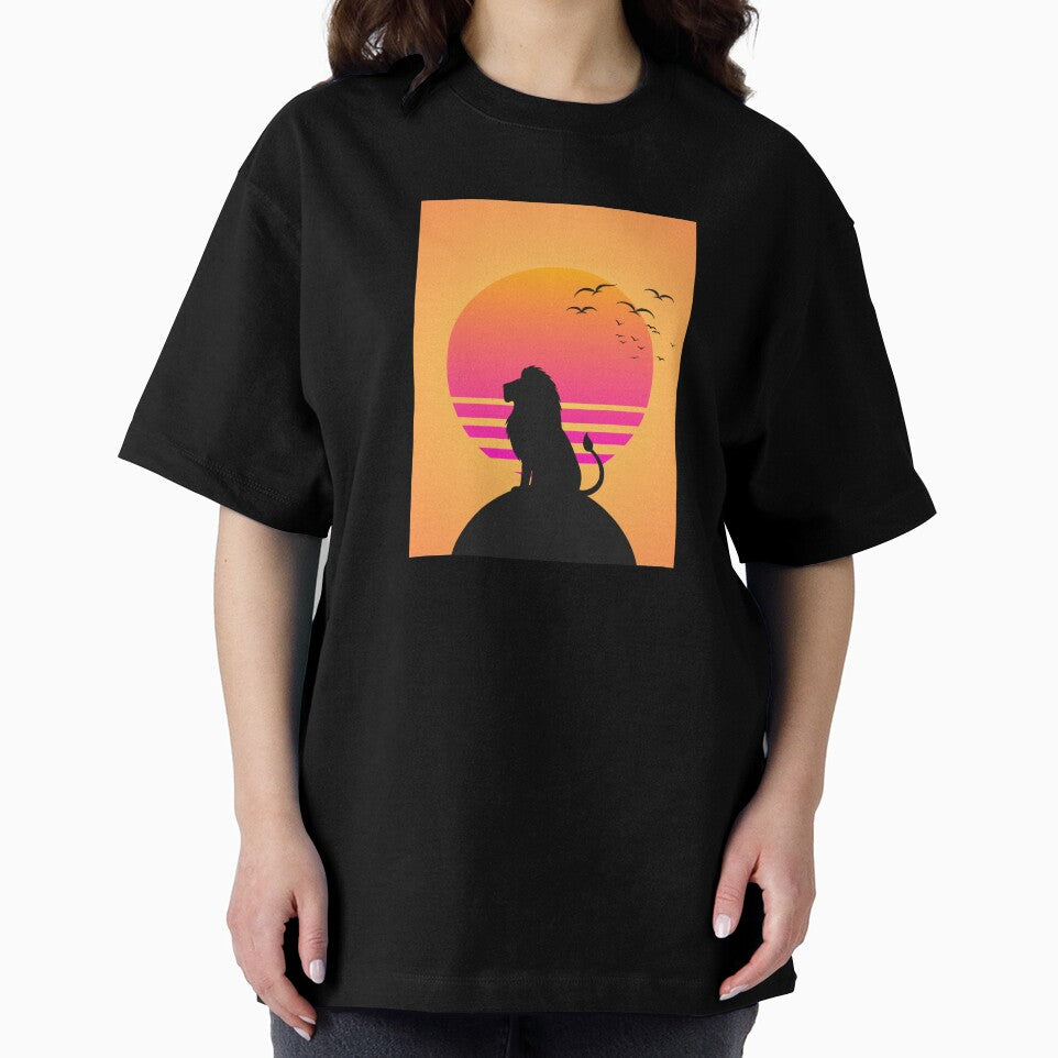 Retro Lion Sunset Silhouette | Vintage Wildlife Design by LeonixPrint