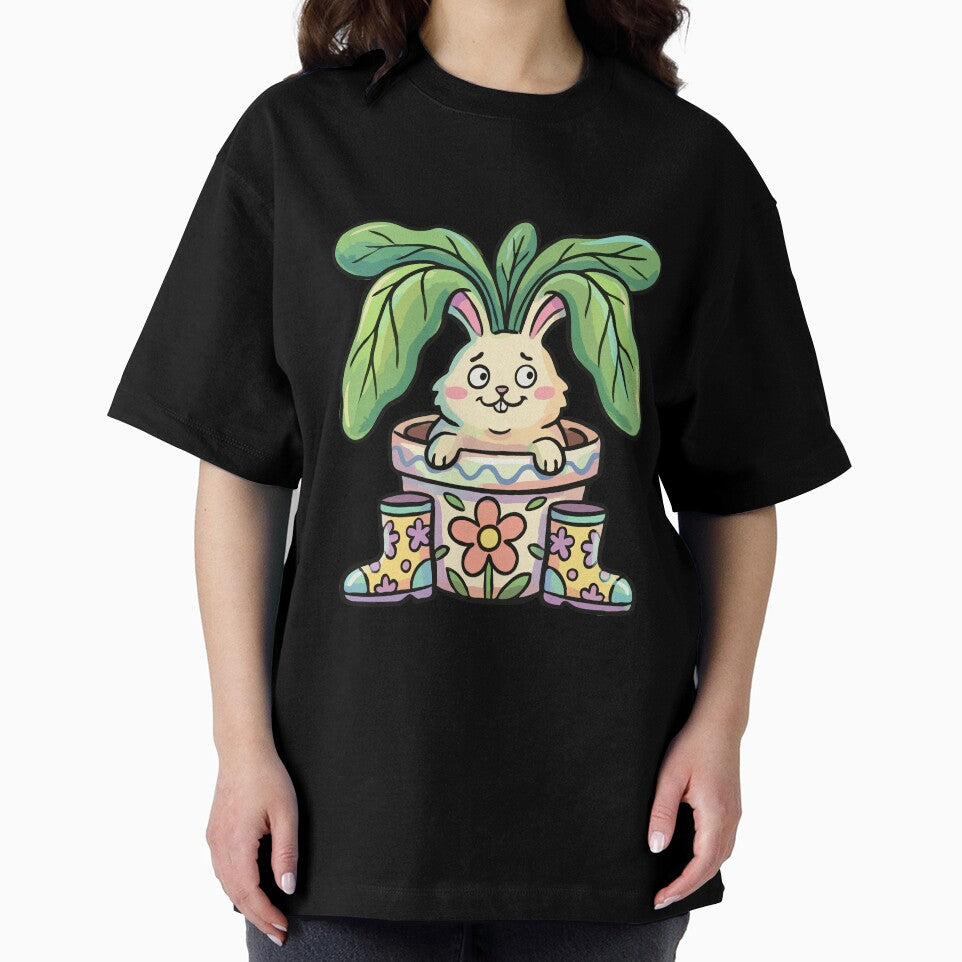 Cottagecore Garden Rabbit in Terra Cotta by Emegan Print Art