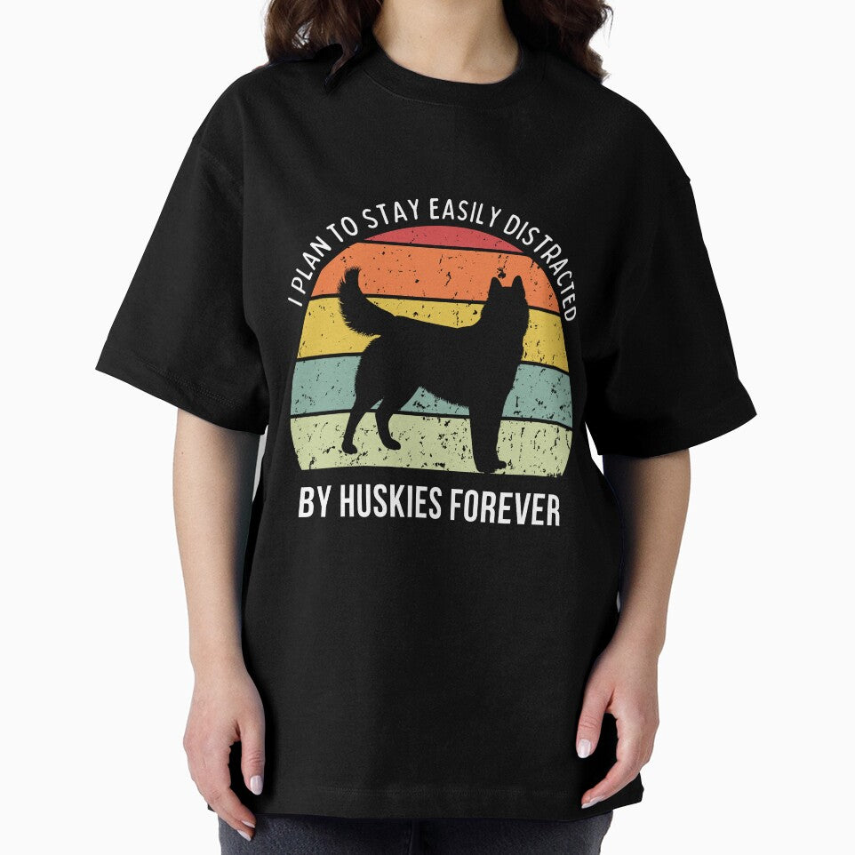Cute Husky dog breed Retro Sunset design - white text by 29Bumblebee