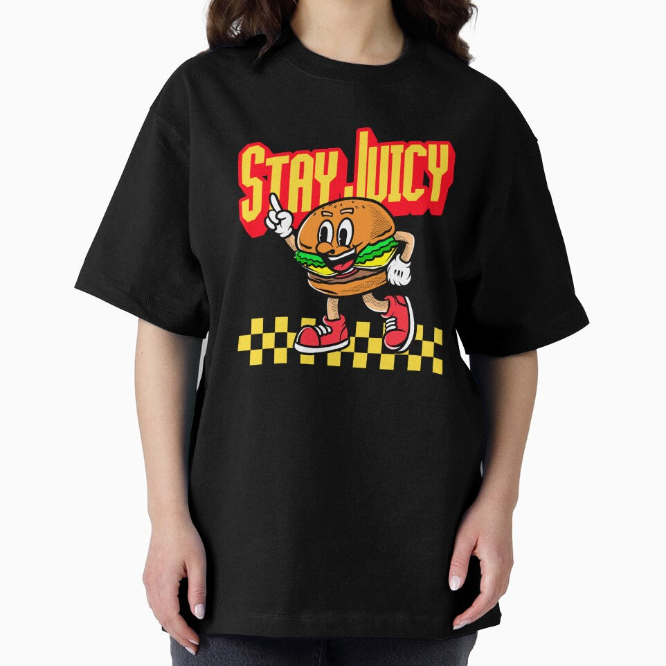 groovy burger food tshirt mascot character by sanwr