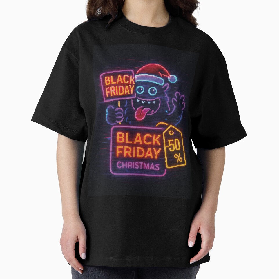 Retro Neon Black Friday Sale with Glitch Effect – Cyberpunk Style Poster by CheriTanya