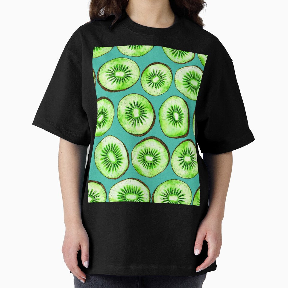 Kiwi slices on turquoise by Katerina Mitkova Kirilova
