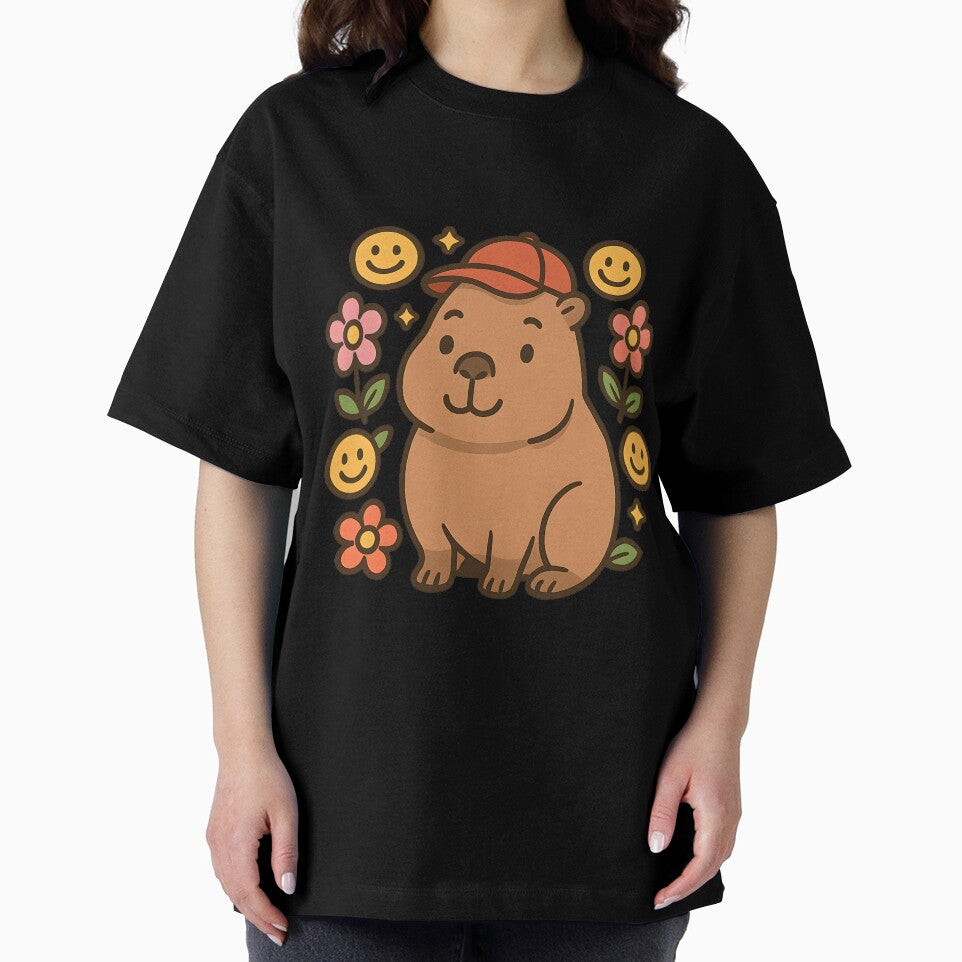 Capybara with Cap and Flowers by FunnySignalStudio
