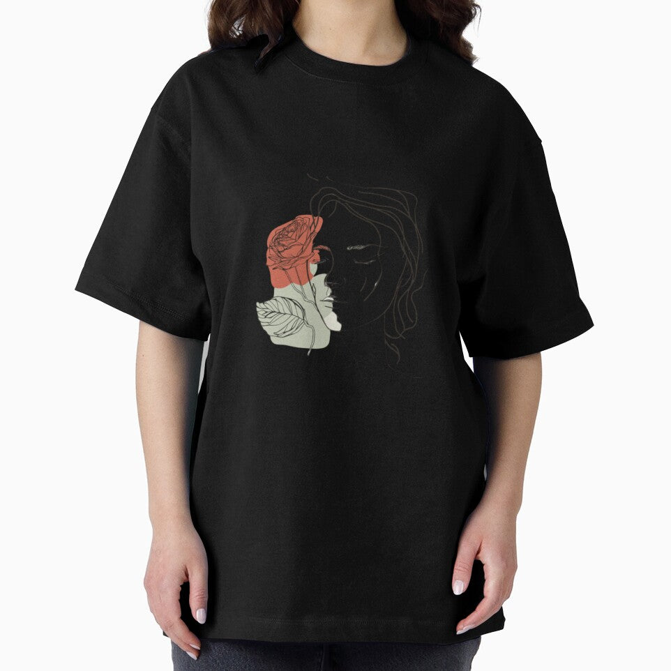 Minimalist design of woman and a rose by KukiStickers