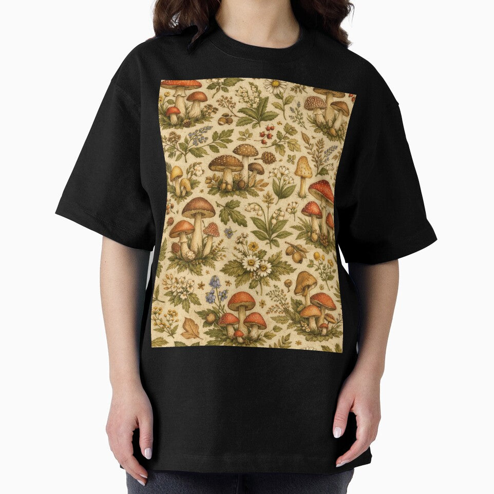 Vintage Mushroom Cottagecore Pattern – Whimsical Botanical Forest Design by Joyfulfabric