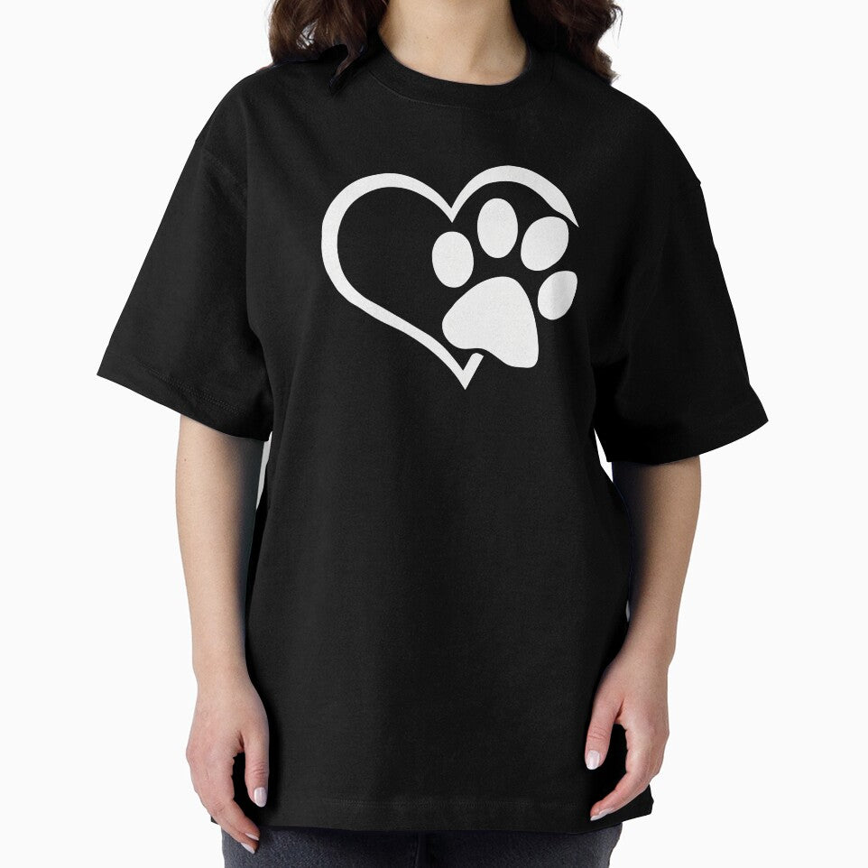 Dog Puppy Shirt - I Love Dogs Paw Print Heart Cute Women Men by OlyvieArt