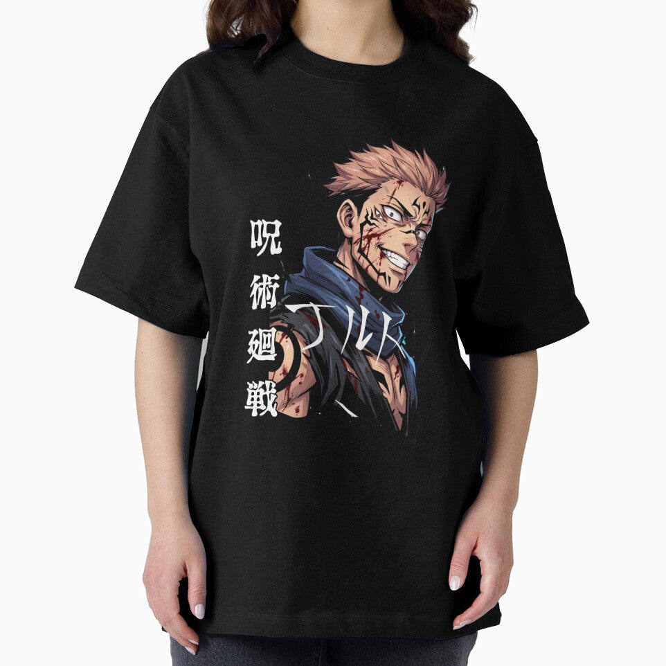 Cursed Anime Warrior Shirt – Dark Energy Sorcerer, Japanese Style Anime Graphic by lamiarte