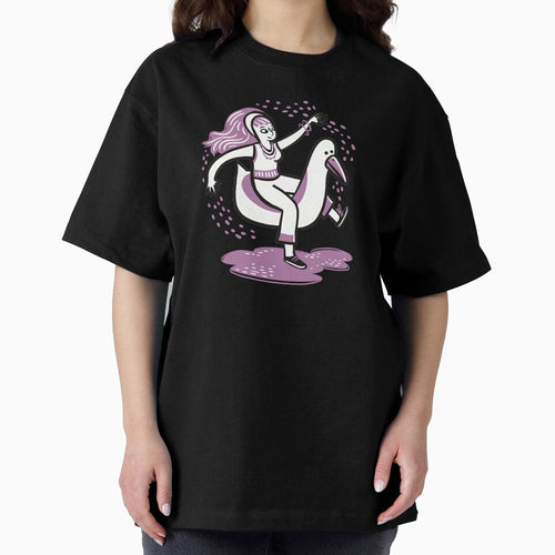 a girl riding a giant duck or goose by jasmineberry