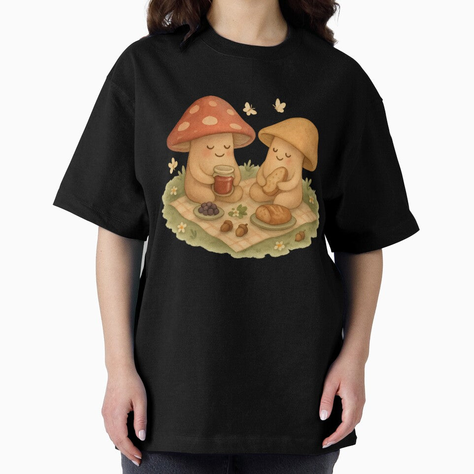 Mushroom Picnic Friends – Cottagecore Nature Art by CreativeGarage