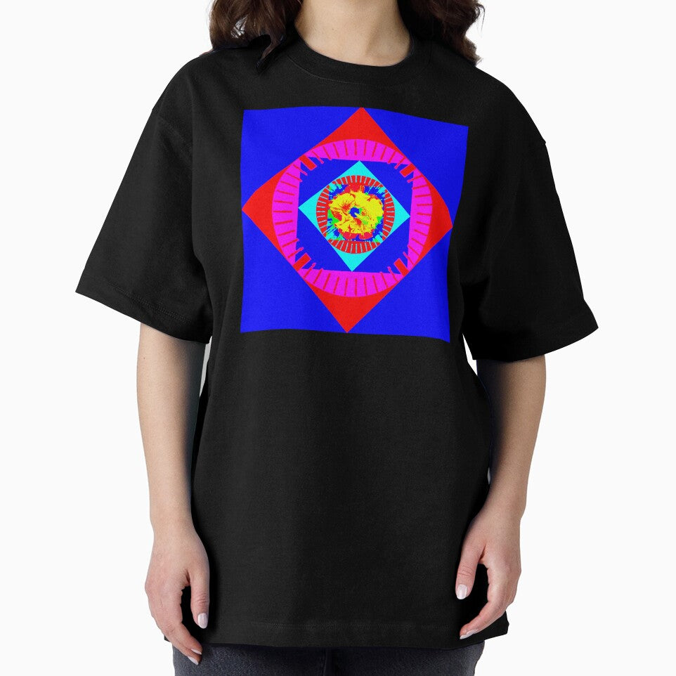 Whimsica Royal Blue & Red-Yellow abstract flower design by Iritof by iritof