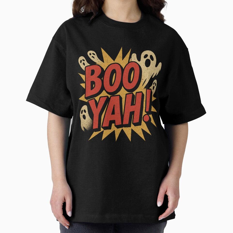 Vintage Boo Yah! Halloween Design – Retro Horror Ghost Poster Style by NovivoPrints