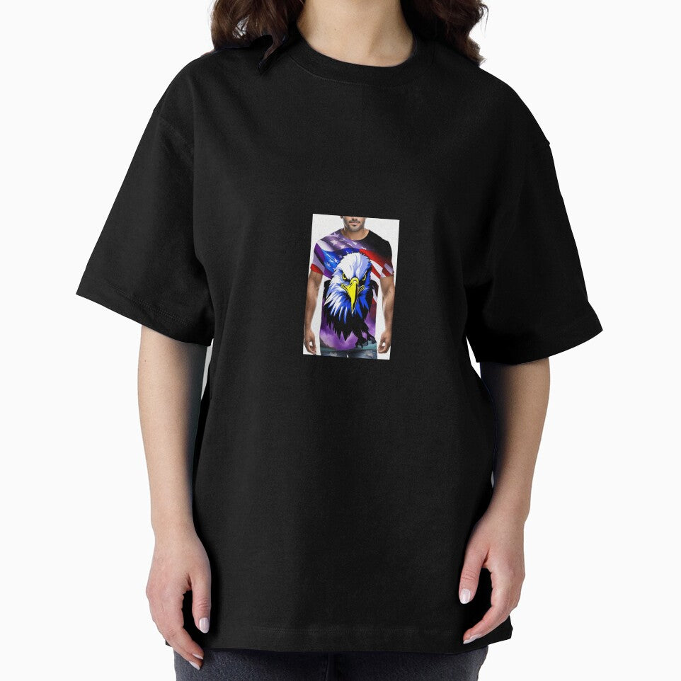 Casual Men's Tee with American Flag Eagle Design by Chukszy1