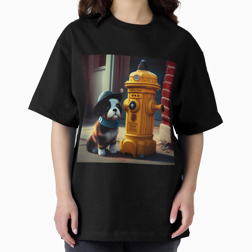 Fizz and the Bumblebee at the Fire Hydrant Digital Painting by CodeAndColors