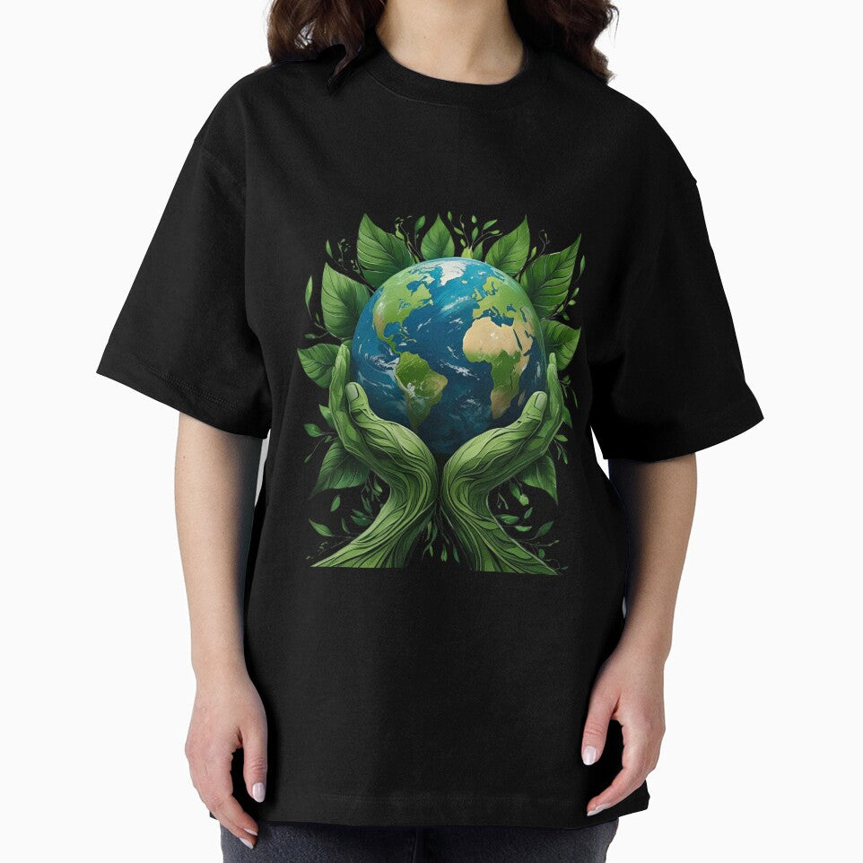 Earth First, Always – Eco-Friendly Planet and Leaf Illustration version 2 by modishwelt