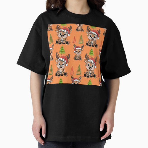 Adorable Reindeer Wrapped in Christmas Lights Pattern by Grang Art Artistic Designs