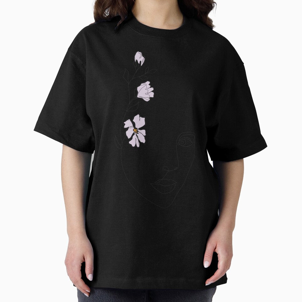 Purple Flower Girl Face Line Art by ElenaArtDesign