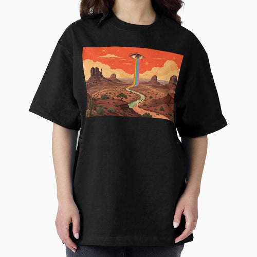 a surreal, psychedelic desert landscape by elkuni