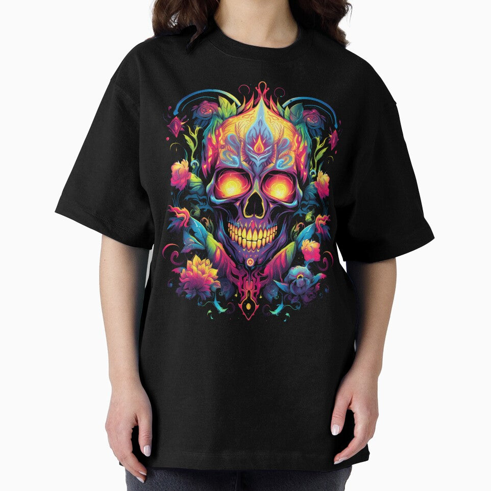 Day of the Dead, Dia de los Muertos, Sugar Skull, Colorful Vibrant Skull, Skull with Flowers by Vinson-MFG