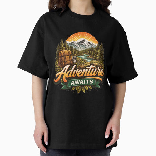 Adventure Awaits Mountain T-Shirt | Minimal Outdoor Hiking Nature Graphic Tee by RelatableMess